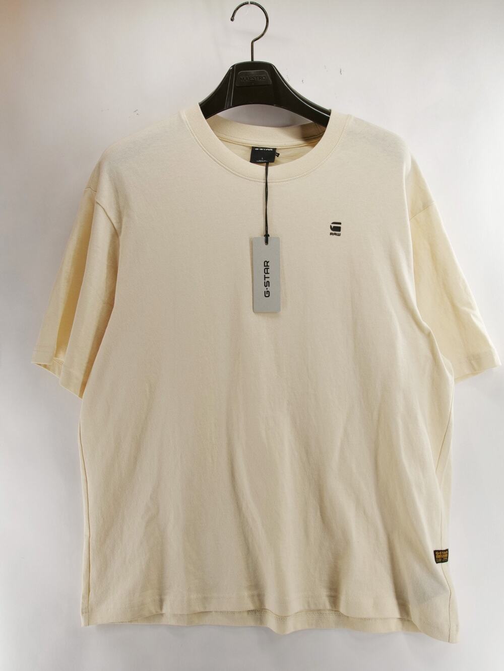 NWT G-STAR Men's L Ecru T-Shirt Boxy Fit Dry Jersey Crewneck Short Sleeve Cream